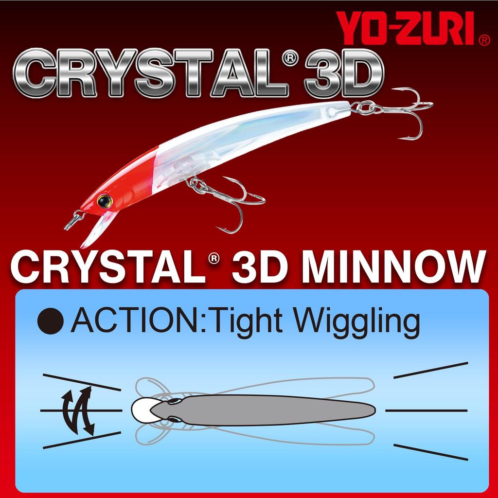 Saltwater Lure Crystal 3D Minnow Floating 110mm Real Glass Minnow YO-ZURI Color