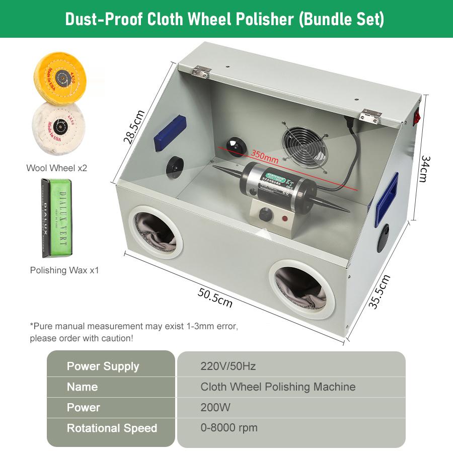 200W Buffer Grinder Jewelry Bench Polisher Adjustable Variable Speed Polishing Machine with Exhaust Fan Blower, Dust Collector,