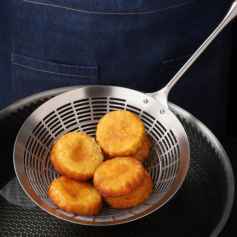 304 Edelstahl Küchen Kochöl Abschöpflöffel Sieb für Pasta Spinne Frittieren Abtropfsieb Filter Maschenlöffel Nudelsieb Fritteuse