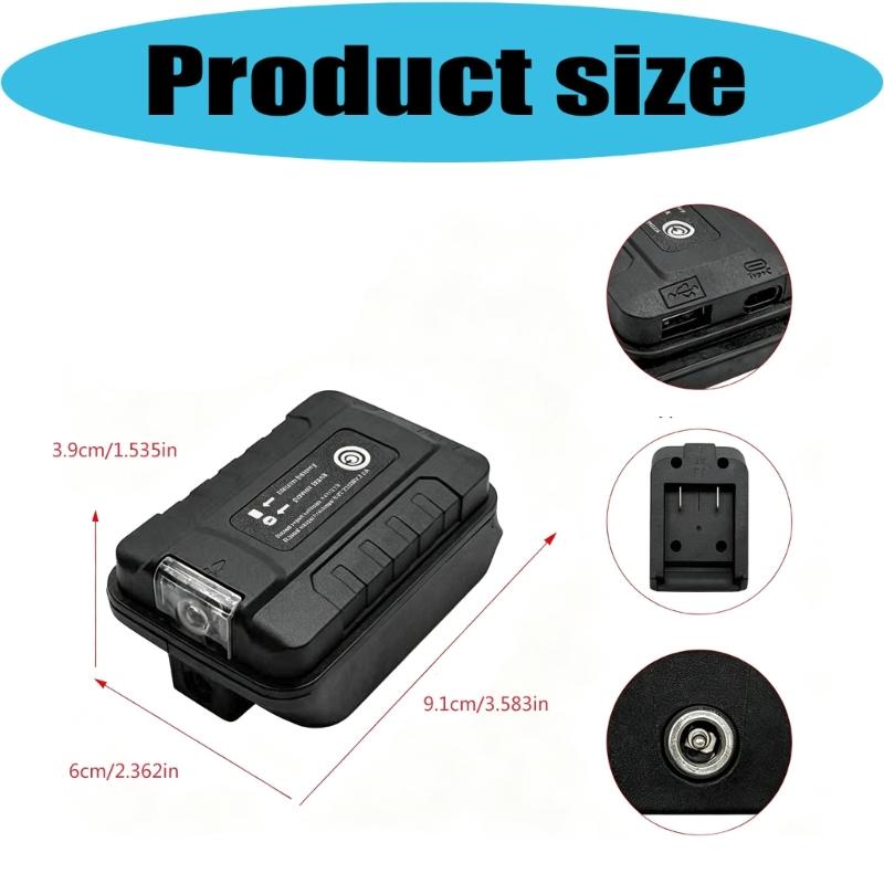 21V Battery to 5V Adapter for Camping Device Charging, USB Output Tool Battery Unit for Phones, Small Electronics, Travel Gear and Garage Use