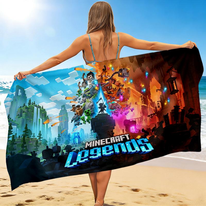 1Pc Minecraft Legends Adventure Beach Towel, Quick Dry, Multi-Use for Beach Pool Gym Yoga Home Travel, Christmas, Halloween, Xmas Gift M928842