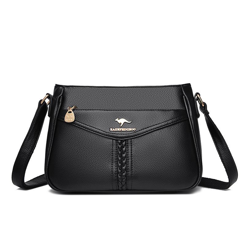 

Модная женская сумка через плечо из мягкой кожи большой вместимости для мамы среднего возраста чёрный