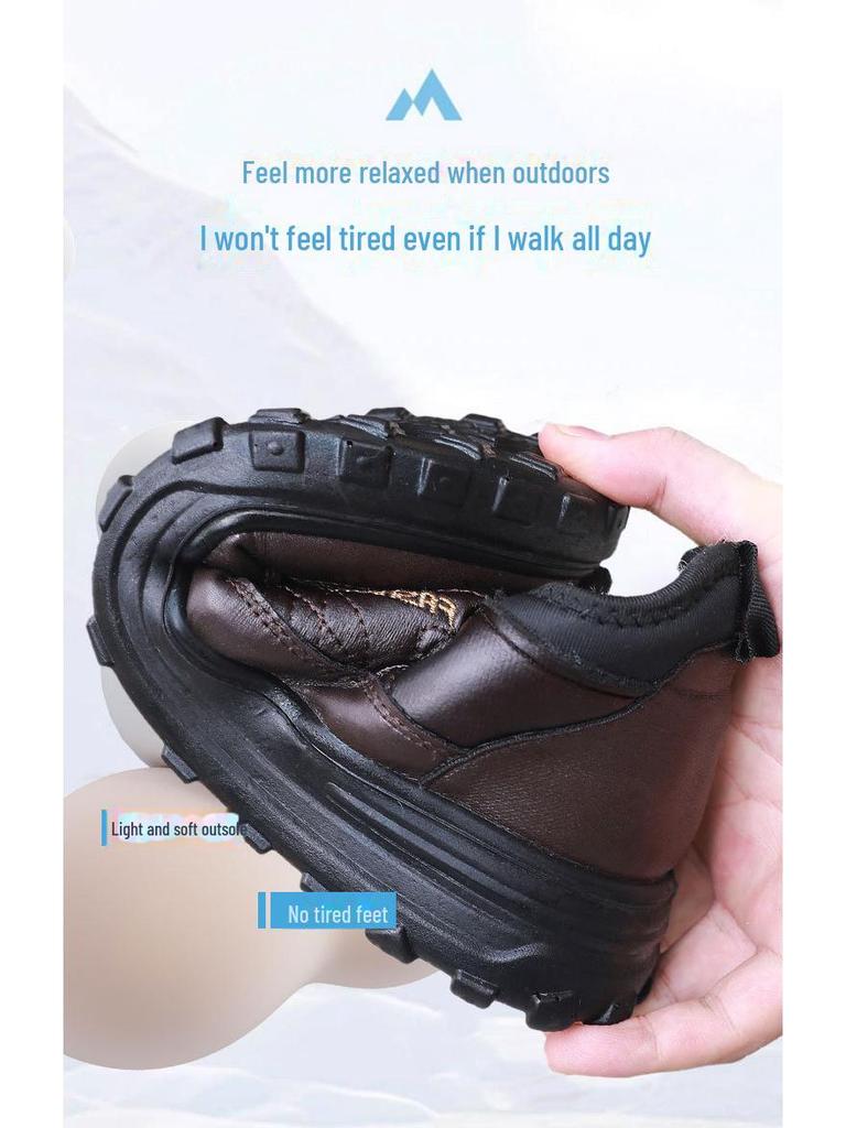 Men's Winter Waterproof Cotton Shoes with Fleece Lining - Thickened, Comfortable, Warm Snow Boots for Middle-Aged and Elderly.