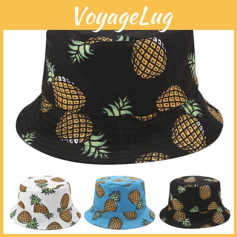 Summer Fruit Pineapple Doublesided Fisherman Hat With Uv Protection For Casual Travel