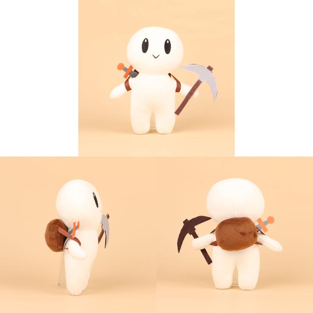 White Forager Square Man With Sickle Plush Toy Game Stuffed Doll 20cm Decoration