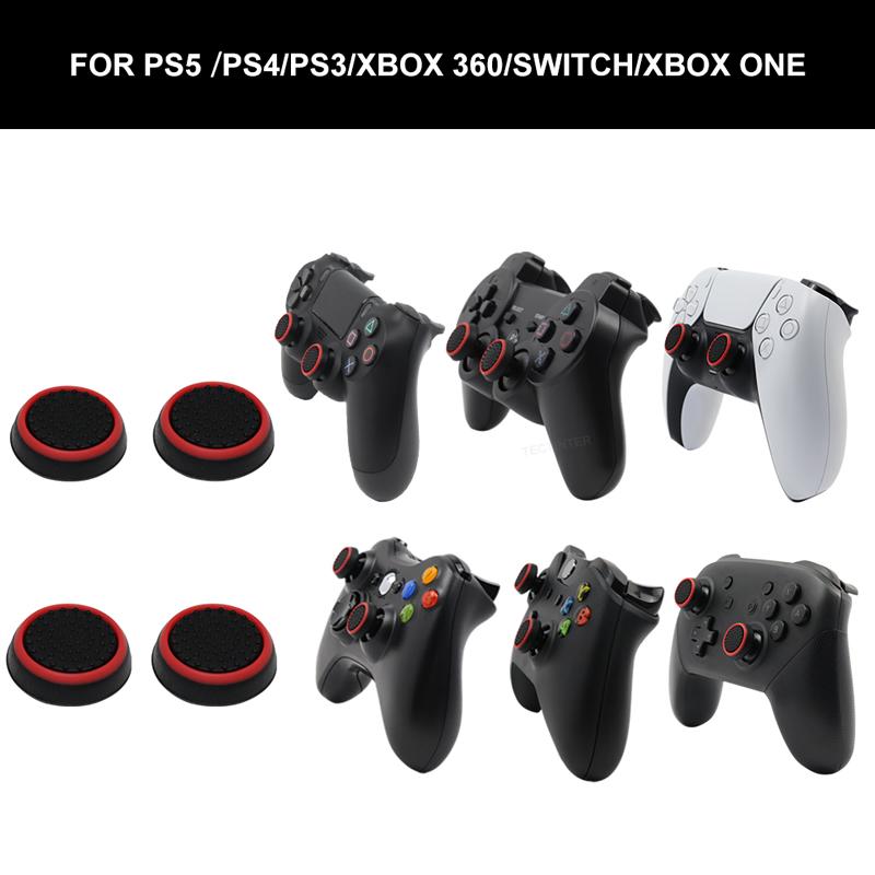 4pcs Silicone Analog ThumbStick Cover for PS5/PS4/PS3/Switch 2 Joystick Grip Cap for Xbox One/Xbox Series X S/360 Controller