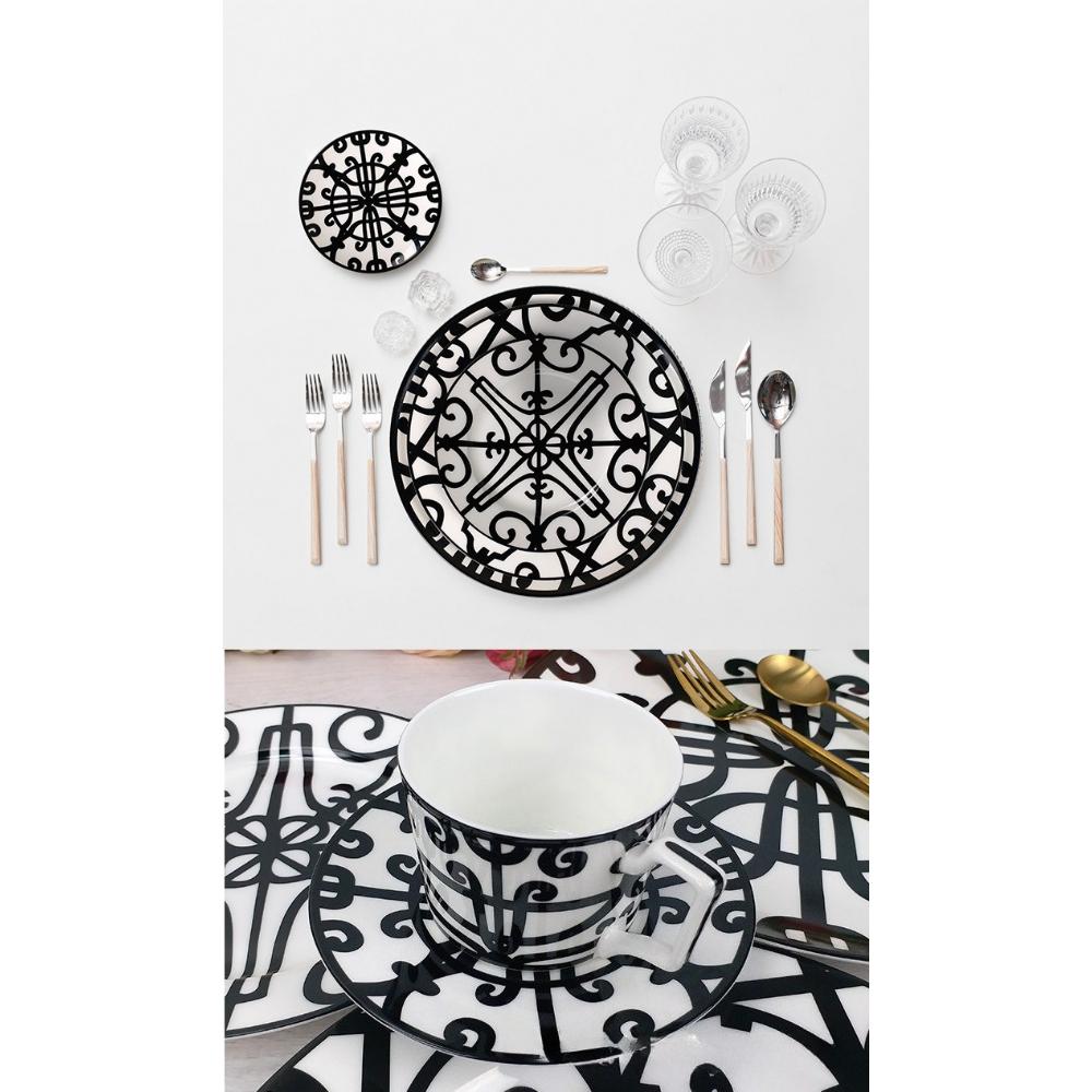 Nordic Iron Ceramic Plate Set Western Wedding Dessert Plate Daily Fruit Plate Bone China Coffee Cup Saucer