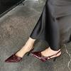 Fashion SUOJIALUN Summer New Brand Women Sandal Shoes Fashion Shallow Slip On Ladies Elegant Slingback Shoes Thin High Heel Dress Pumps