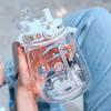 1.3L Pot Pot Cup Children's Straw Cup Adult Universal Plastic Water Bottle Portable Travel Bottle Large Capacity Lovely