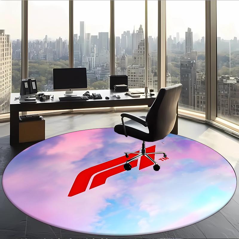 Formula 1 (55) Round Office Rug Decorative Floor Rug for Office Bedroom Living Room and Home Space