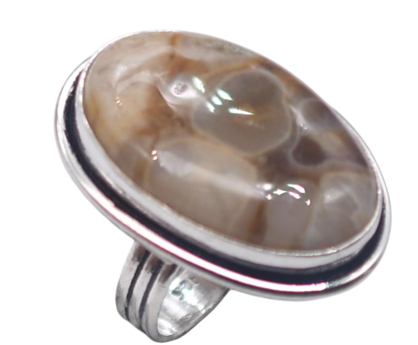 Crazy Lace Agate Natural Gemstone Antique Silver Ring US Size-5.25 R 5029