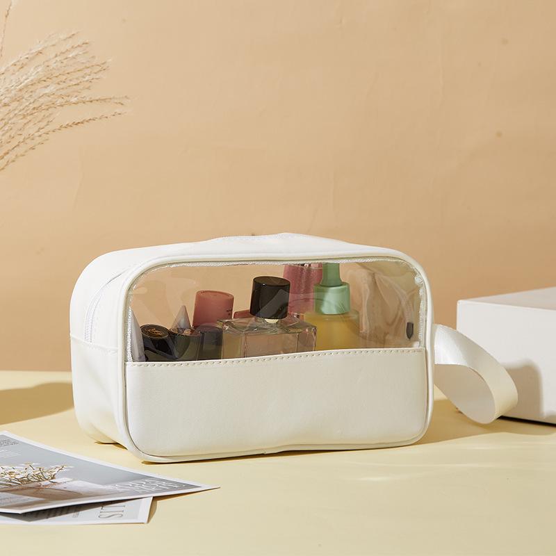 PU Translucent Waterproof Makeup Bag - Large Capacity Travel Bath & Cosmetics Case