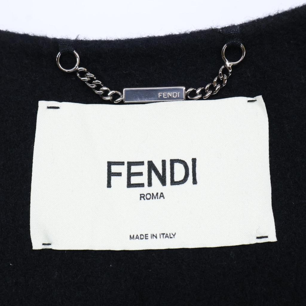 FENDI [Good Condition/Domestic Regular] FF8657 A5G0 Fox Fur Pocket Cape coat 40 blackUsed