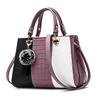 Women Shoulder Bag Stylish Large Capacity Pu Leather Color Block Handbag for Work Daily Purple One Size