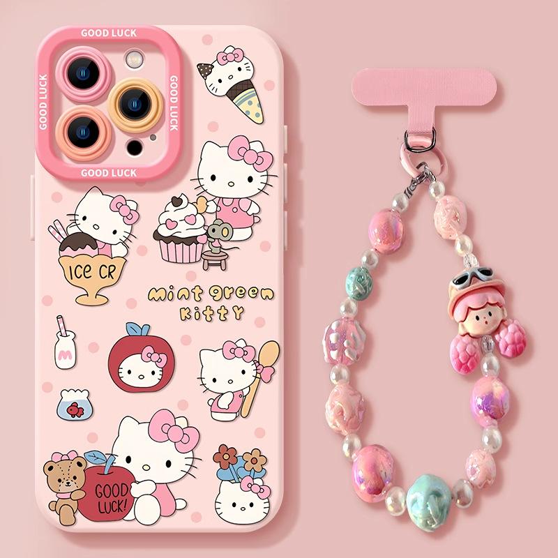 Sweetheart Kitty Cat Apple 17promax Mobile Phone Case Iphone15 Pink 14 Silicone 13 with Lanyard 16