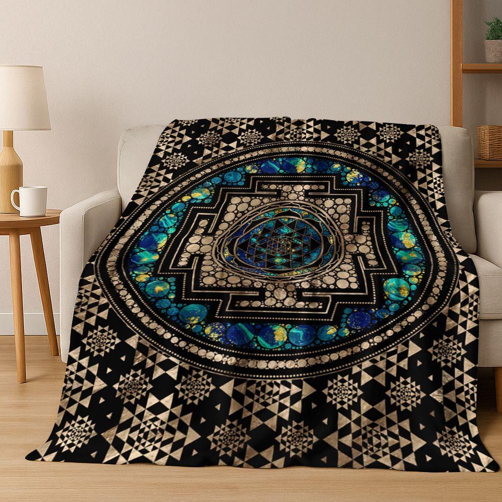 Rainbow Mandala Flower Chakras Yoga Bohemia Art Flannel Blanket,Cozy Soft Throw Blanket for Home Bedroom Bed Sofa Cover Kid Gift