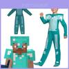 Fantasia Jumpsuit Vibrante de Armadura do Steve do Minecraft Para Crianças Ideal Para Festas de Carnaval E Brincadeiras ao Ar Livre
