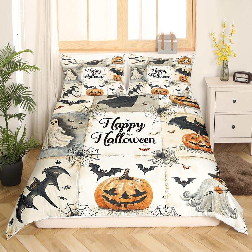 Happy Halloween Duvet Covers Queen King Size Lightweight Quilt Cover With 2 Pillowcases Horror Themed Bedding Sets No Comforter