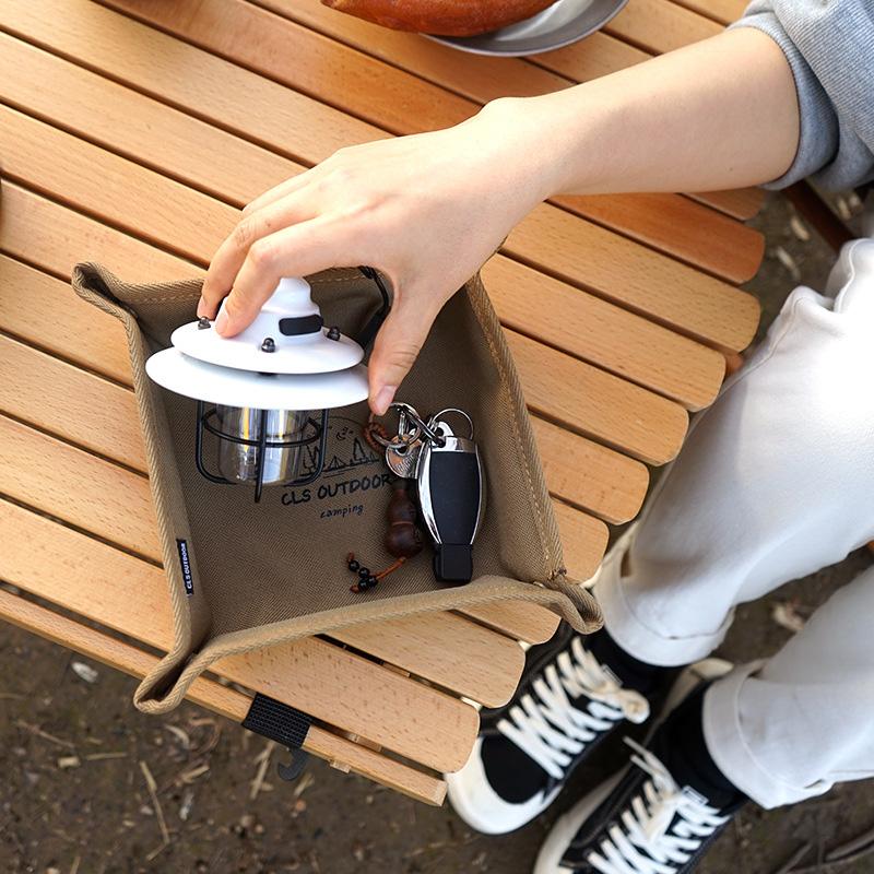 Camping Storage Tray Portable Foldable Oxford Storage Box Outdoor Hiking Travel Desktop Storage Tray for Key Sundries Jewelry
