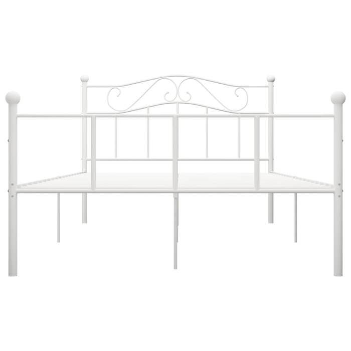 Cadre de lit - Maison Exclusive - Métal blanc - 160x200 cm - Tête de lit incluse - 2 places