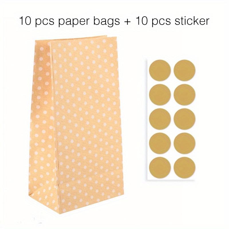 10 Pcs Colorful Solid Stripe and Polka Dot Stand-Up Bags with Stickers - 18x9x6cm Favor Gift Packing Treat Bags for Wedding