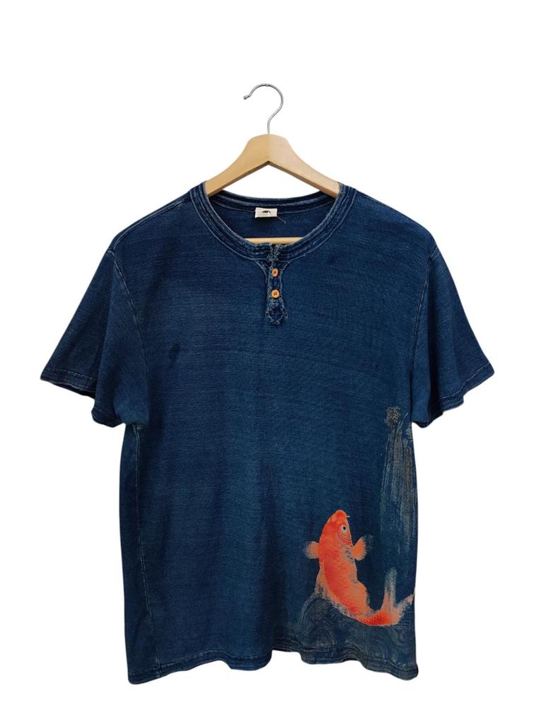 Eternal Japan hagi denimi Fish koi japanse 90s t shirt Japanese collection Pattern Sakura Oriental Wave Battou Musume boro Japan denim M