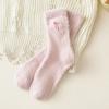 Women Fuzzy Socks Cute Embroidered Bow Knot Thick Socks Fluffy Warm Cozy Socks for Girls Winter Home Indoor Lounging Sleeping