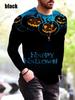 Spring and Autumn Round Neck 3D Halloween Funny Pattern Printed Top Fashionable Casual Long Sleeved Men's T-shirts