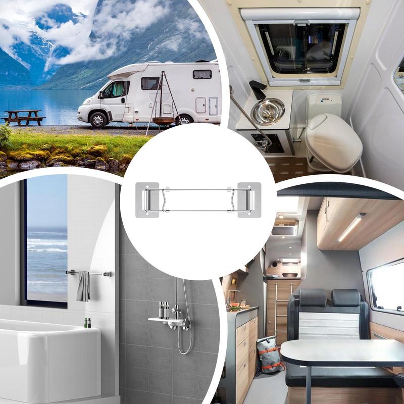 Adjustable Sleek Storage Bar Telescopic Stainless Steel Shelf Bar RV Shower Corner Telescopic Storage Bracket RV Accessories