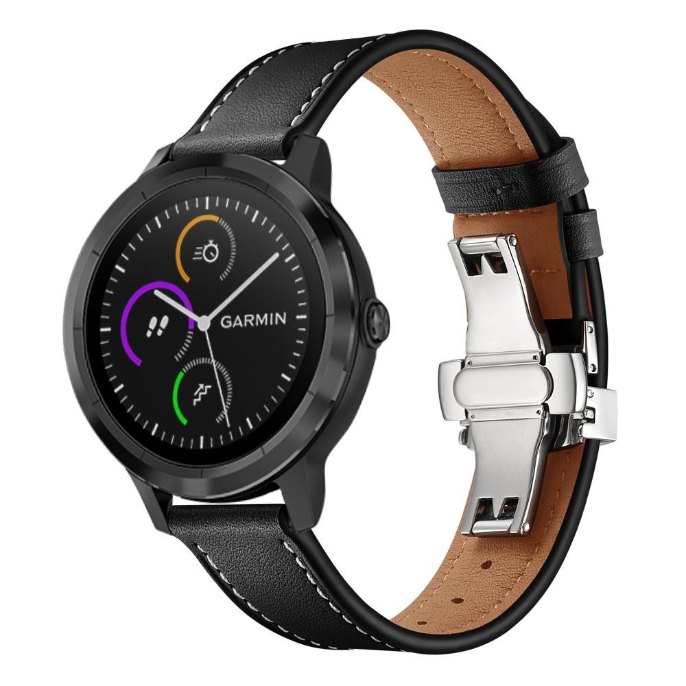 20mm Top-layer Cowhide Leather Genuine Leather Watch Strap Replacement for Garmin Vivoactive 3/Vivomove HR