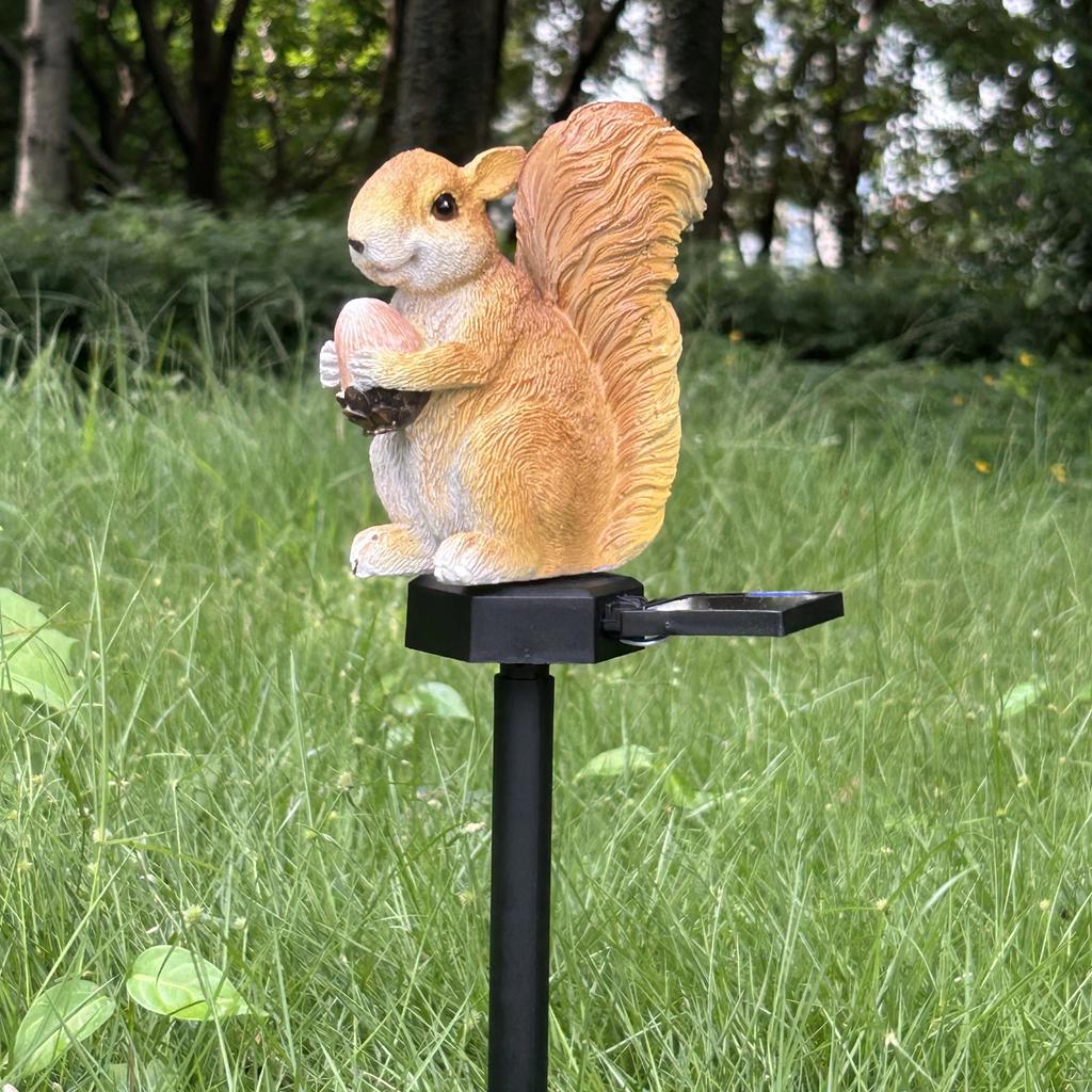 Squirrel Outdoor Light LED Solar Cute Squirrel Plug Lights Garden Decoration Animal LED Decor Light Waterproof Garden Lamp
