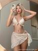Summer Sexy Lace Swimsuit Sexy Three-piece Suit With Breast Pads Without Steel Support Mesh Skirt