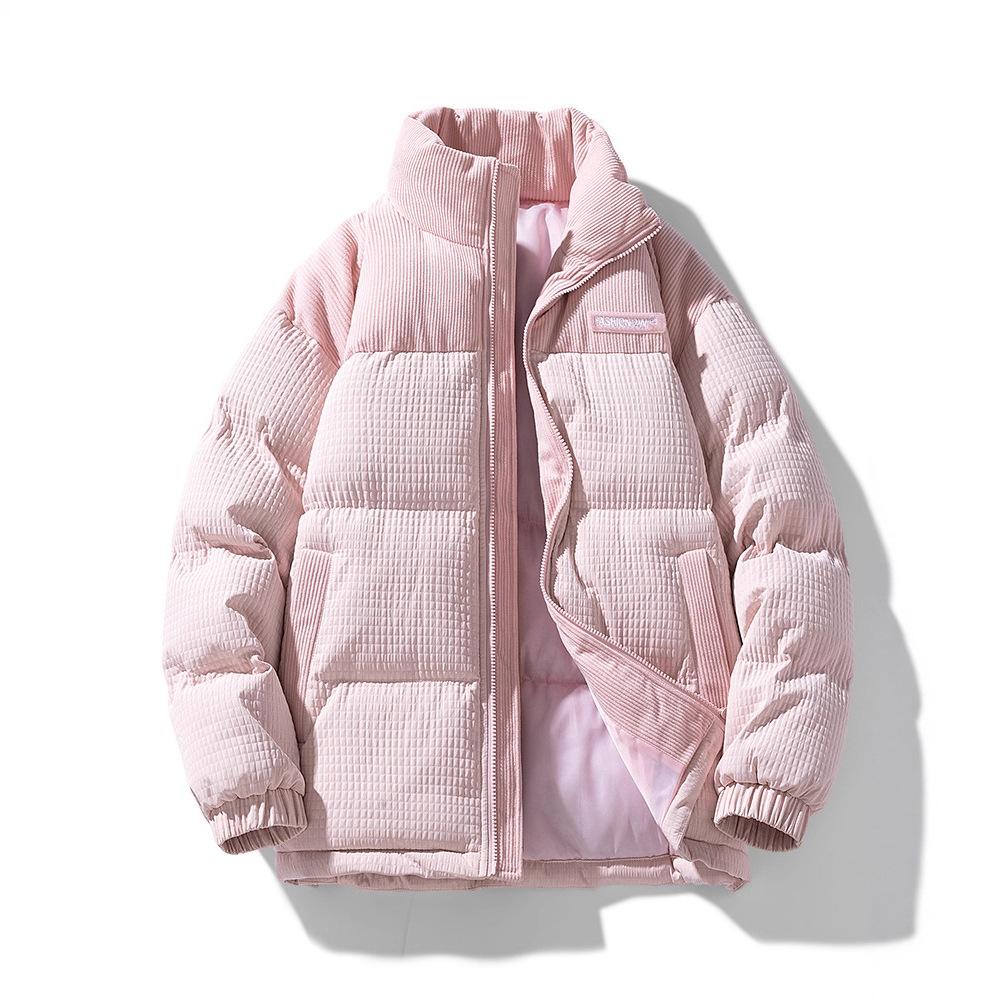 Winter New Stand-up Corn Grid Cotton-padded Jacket Boys and Girls Autumn and Winter Corduroy High Sense Down Cotton-padded Clothes Bread and Clothing