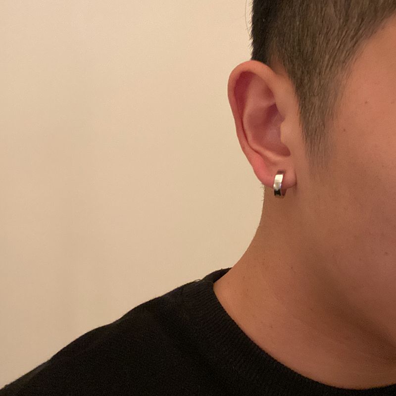 

Niche Style Circle Men & Women Trendy Stylish Large Silver Earrings Small size Silver Single