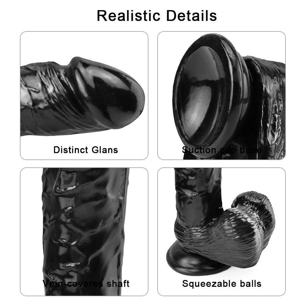 Black Realistic Dildo Convenient Realistic Penis Safe Use Realistic Penis ToyPVC Waterproof Suction Cup Dildo Toy for Home Adult