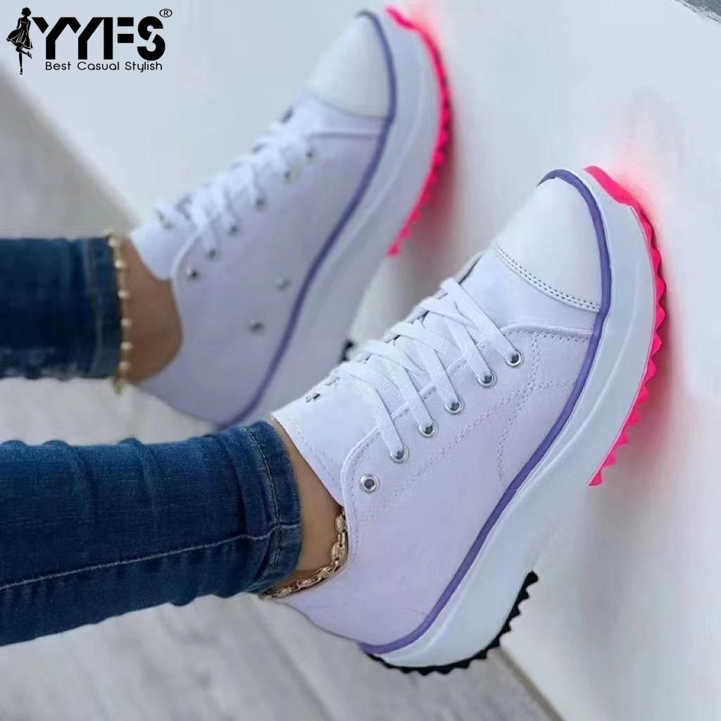 Large Size Casual Shoes for Women Spring and Autumn New Solid Color Thick Bottom Lace-up Canvas Shoes Casual Shoes