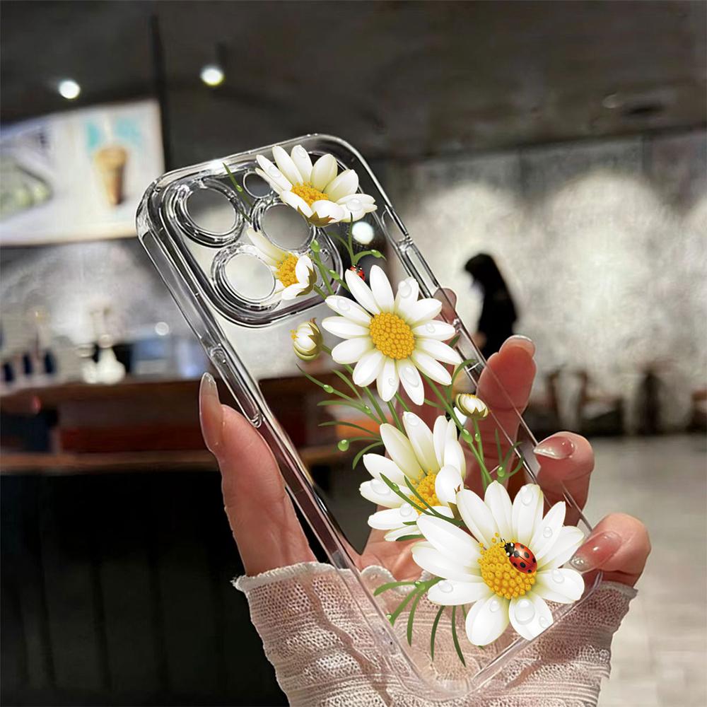 Rose Flower Oil Painting Phone Case For Apple Iphone 16 Pro Max 17 15 Plus 16e 17Air Protection Clear Couple Transparent Cover