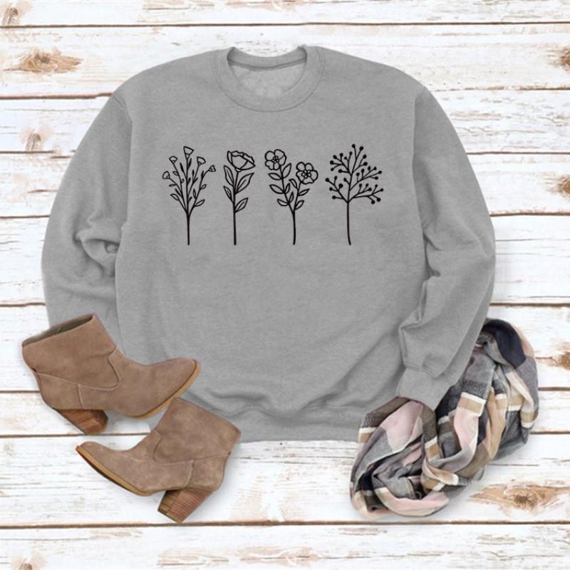 Womens Fall Winter 4 Floral Print Casual Long Sleeve Hoodie