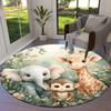 1 Stück Elefant Giraffe Affe Rutschfester Boden Runder Teppich, Büro, Familie, Schlafzimmer, Großer Teppich Innen Teppiche, Lebendige Farben-Z0449