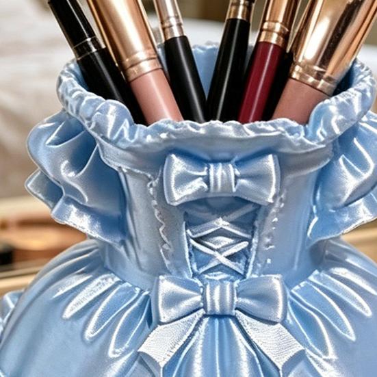 3D Printed Dress Shape Pen Holder, Cute Desk Organizer for Makeup Brushes Stationery, Creative Home Office Decor
