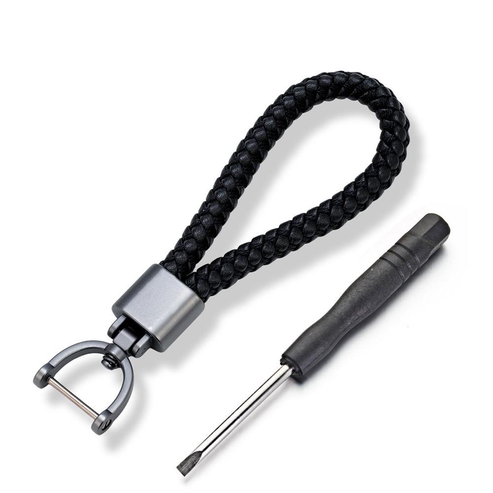 MKENDN Luxury Leather Men Women Keychain Black Clasp Creative Rotatable Horseshoe Buckle Keyring Holder Car Key Chain Gifts