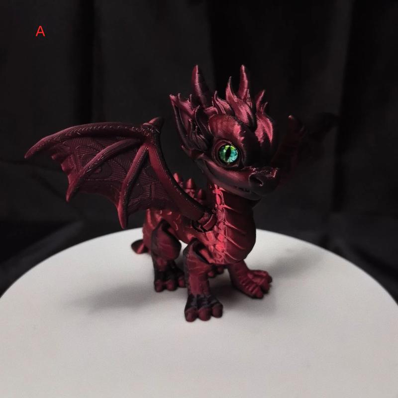 3D Printed Articulated Dragon Wings Tail Western Dragon Retracted Moved Ornament Model Figurine Gift