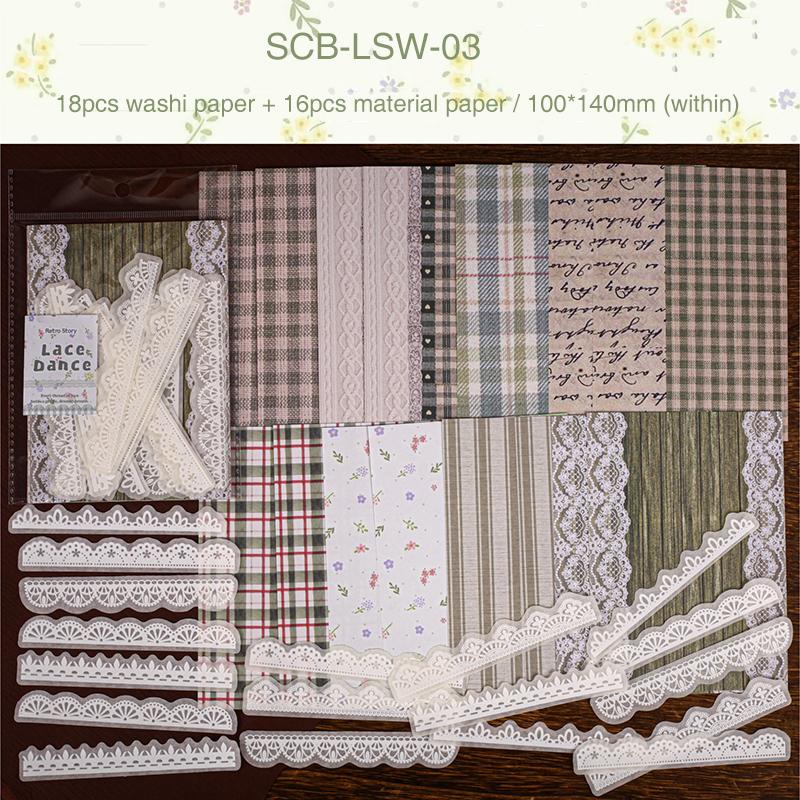 Lace Dance Series Vintage Lace Flower Landscape Material Package Creative DIY Junk Journal Collage Scrapbooking Stationery