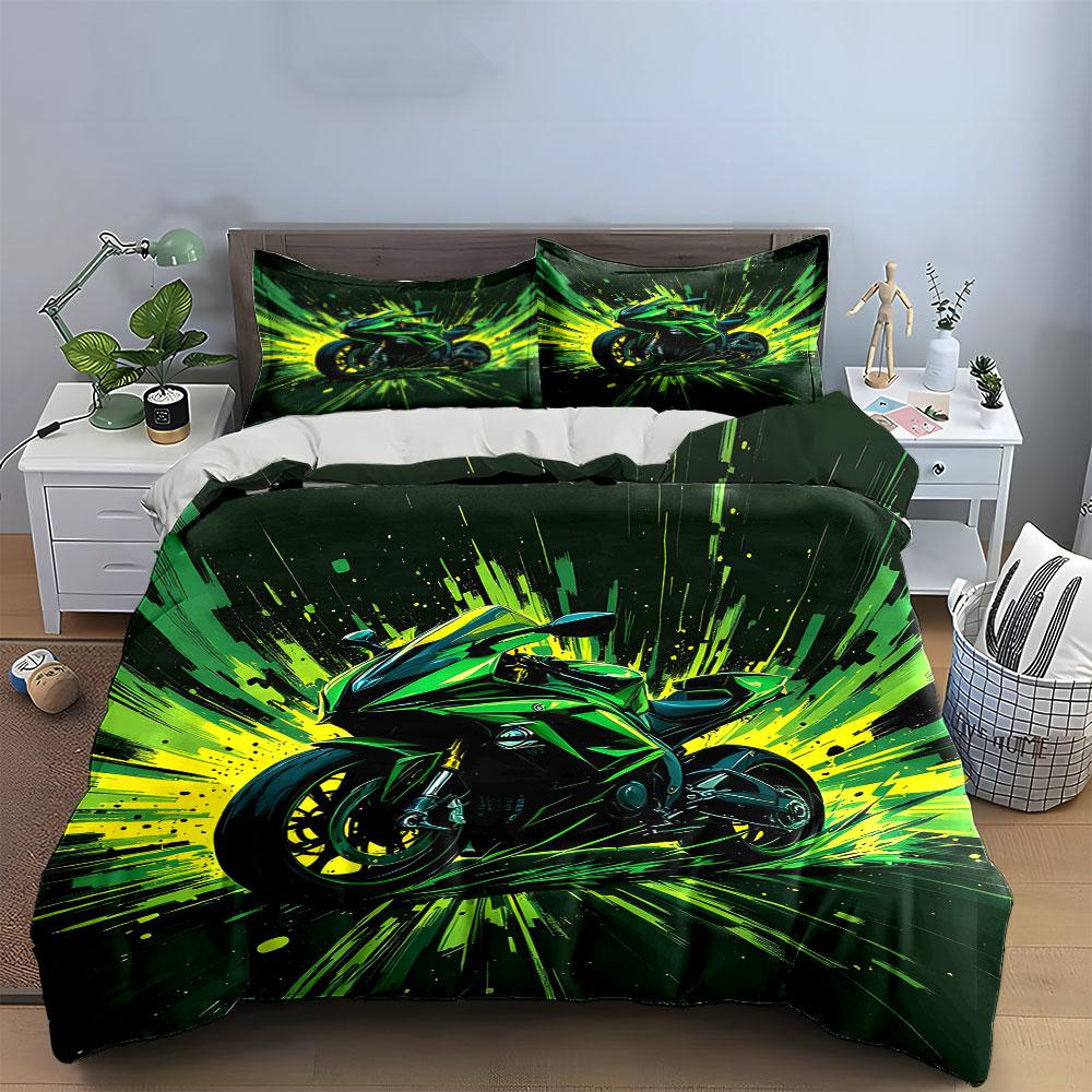 Motorcycle Gear Set Sport Accessories Multiple Sizes Kid'S And Adults' Bedroom Exquisite 3Pc Bedding Set, Gift