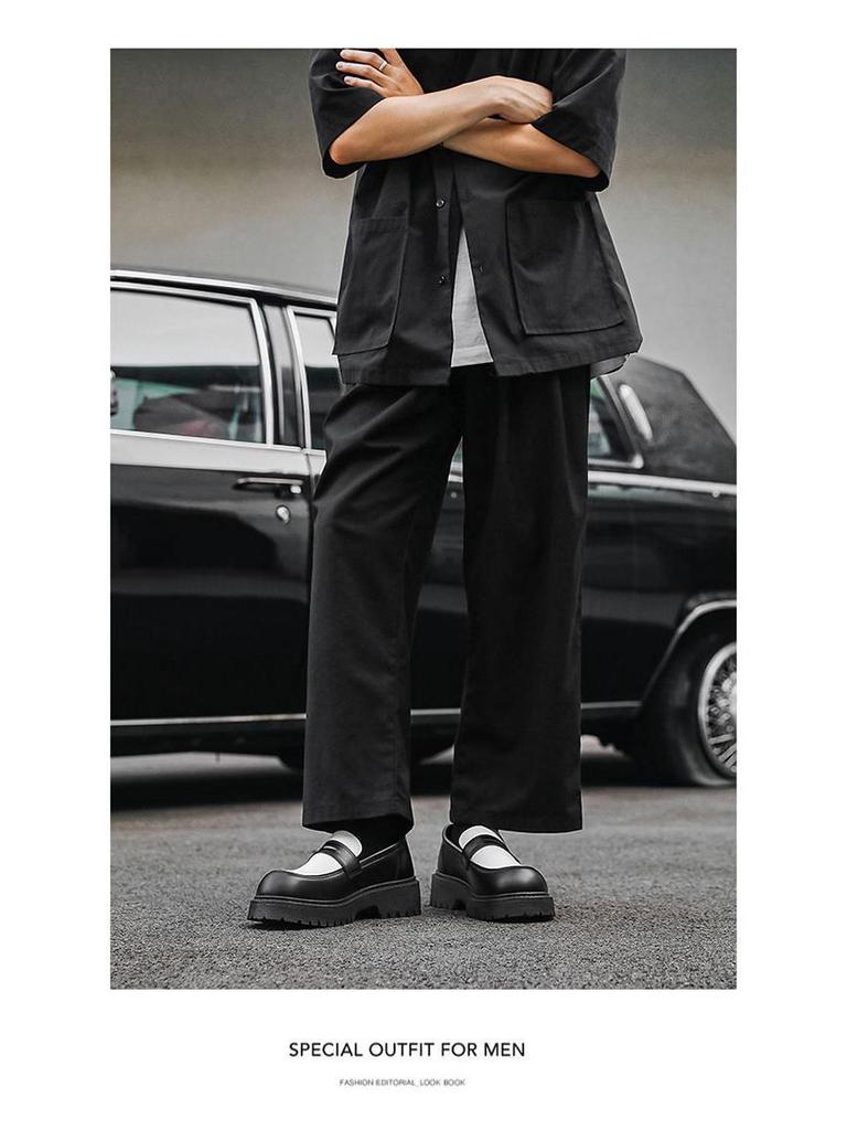 Men's Retro Leather Derby Shoes - Autumn Casual, British Style, Height Increasing, Wear-Resistant, Thick Sole Fashion.