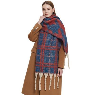 Frauen Neue Herbst Winter Dicken Schal Vintage Grobe Quaste Jacquard Design Schal Mode Eleganz Warme Winddicht Weiche Plaid Schal