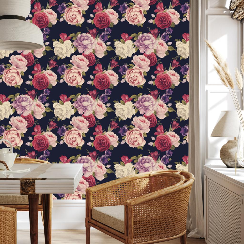 Colorful Roses Wallpaper for Living Room and Bedroom 50x1000
