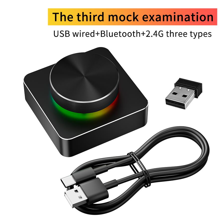 USB ovladač hlasitosti Multimediální otočný ovladač Klávesnice s drátovým/Bluetooth/2.4G připojením Mini klávesnice PC počítač Reproduktor Zvukový ovladač hlasitosti pro Win/Mac