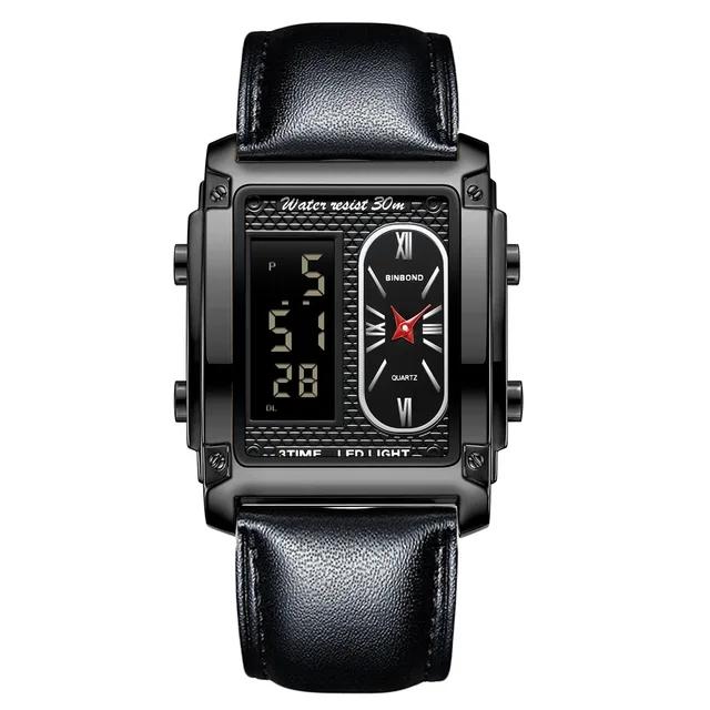 BINBOND 2311 Luxury Men's Quartz Watch Luminous LED Electronic Watch for Man Water-Resistant Stainless Steel Strap Reloj Hombre