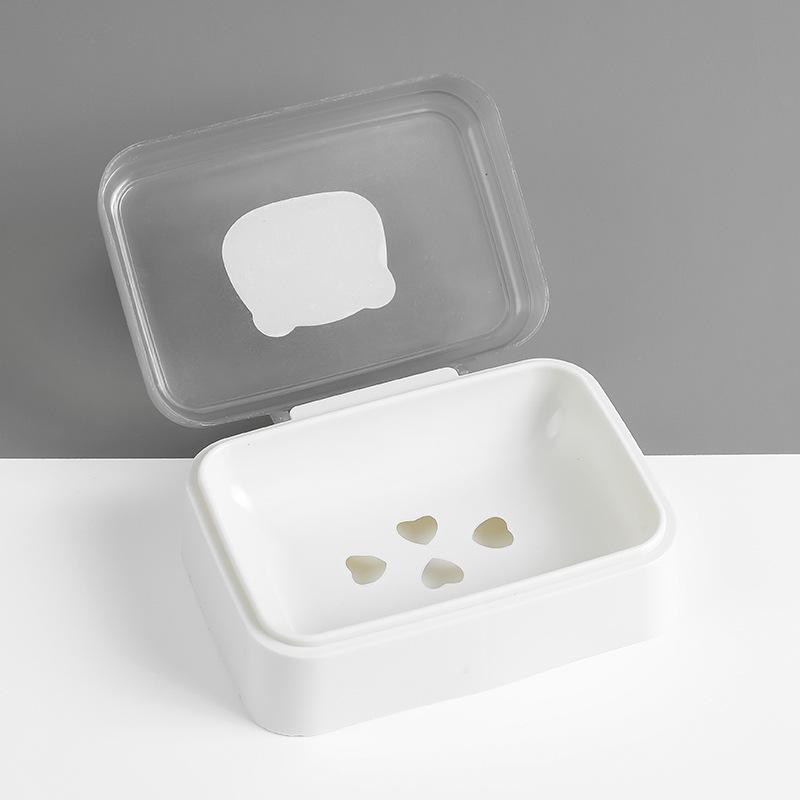 Compact Portable Soap Dish with Draining Flip Lid for Dorm and Home Bathrooms